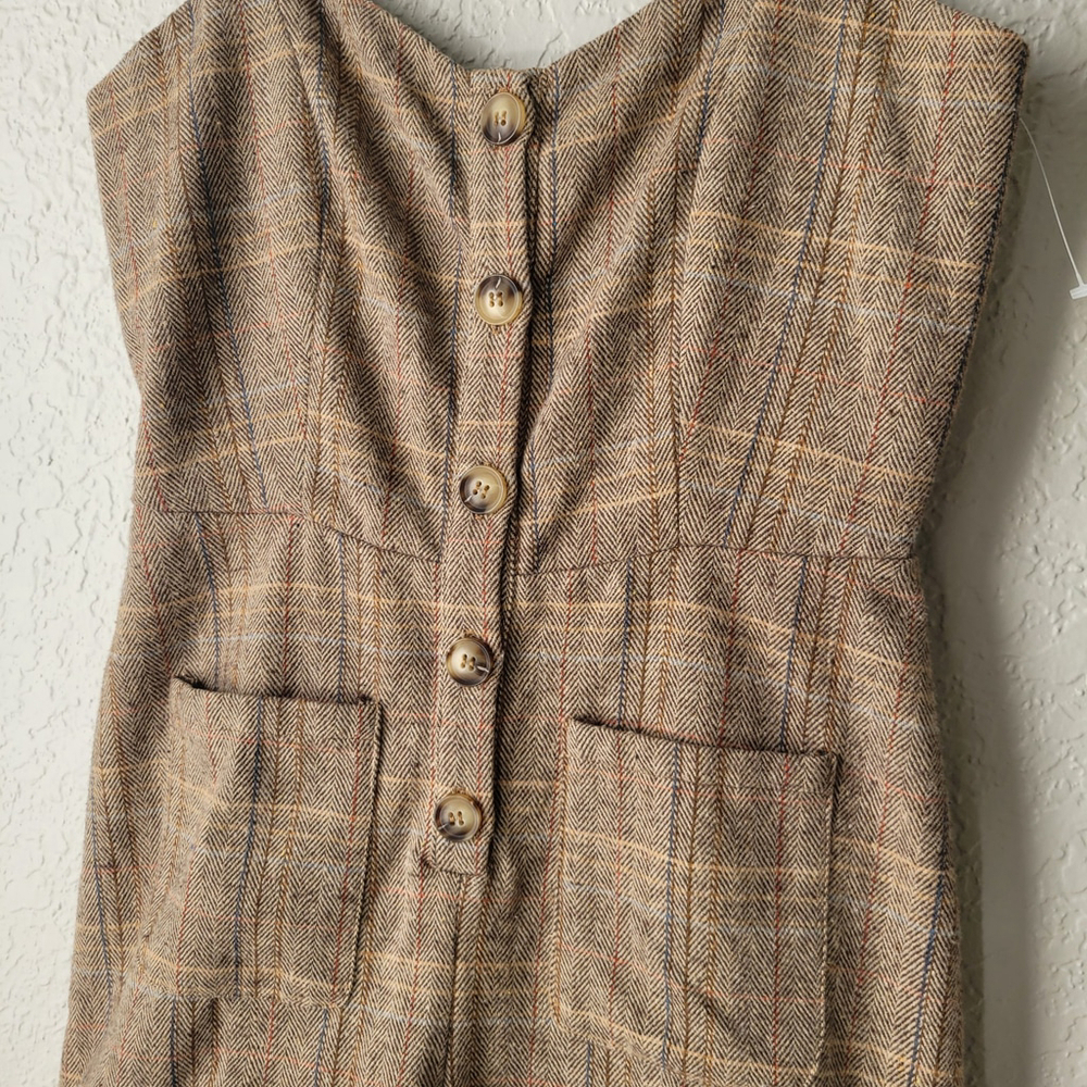 NWOT Sage The Label League of Her Own Herringbone Romper Brown Sleeveless Small - Picture 4 of 10
